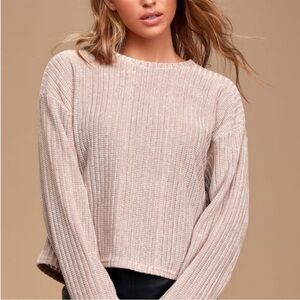 Lulus Weekend Ready Taupe Chenille Striped Sweater